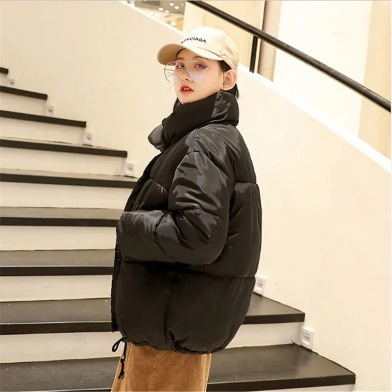 A0052Black Женские утепленные парки зимняя повседневная Водолазка с длинным рукавом Свободная куртка пальто женская теплая хлопковая Верхняя одежда Топы - Цвет: A0052Black