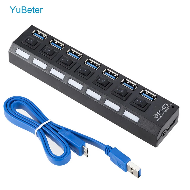 YuBeter USB 3 0 HUB суперскоростной разветвитель с несколькими портами на 4 / 7 портов