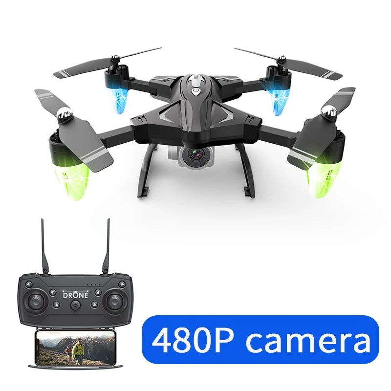 480P 0.3MP Camera Режим удержания высоты мини-Дрон с камерой дроны радиоуправляемые игрушки Воздушные видео дроны 4K Квадрокоптер HD Дрон длительный срок службы батареи - Цвет: 480P 0.3MP Camera