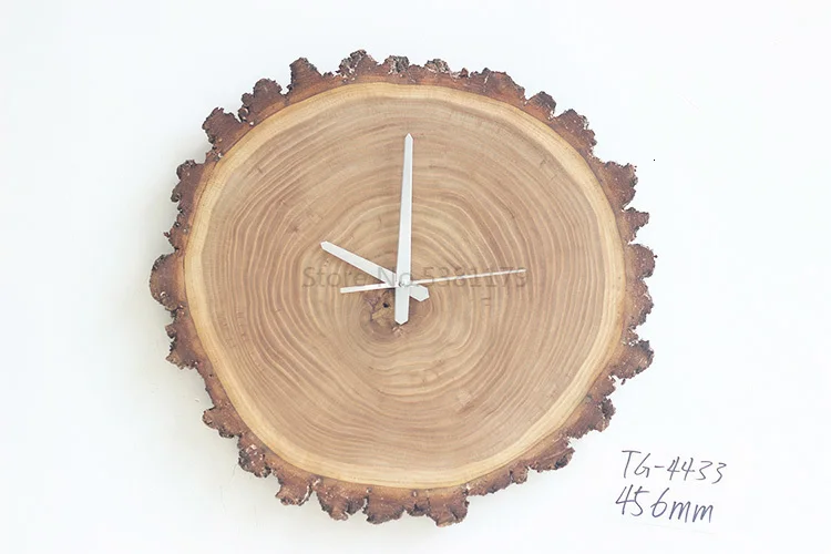 Original Simple Creative Solid Wood Ring Bell Mute Living Room Hanging Clock Digital Wall Clock - Цвет: Белый