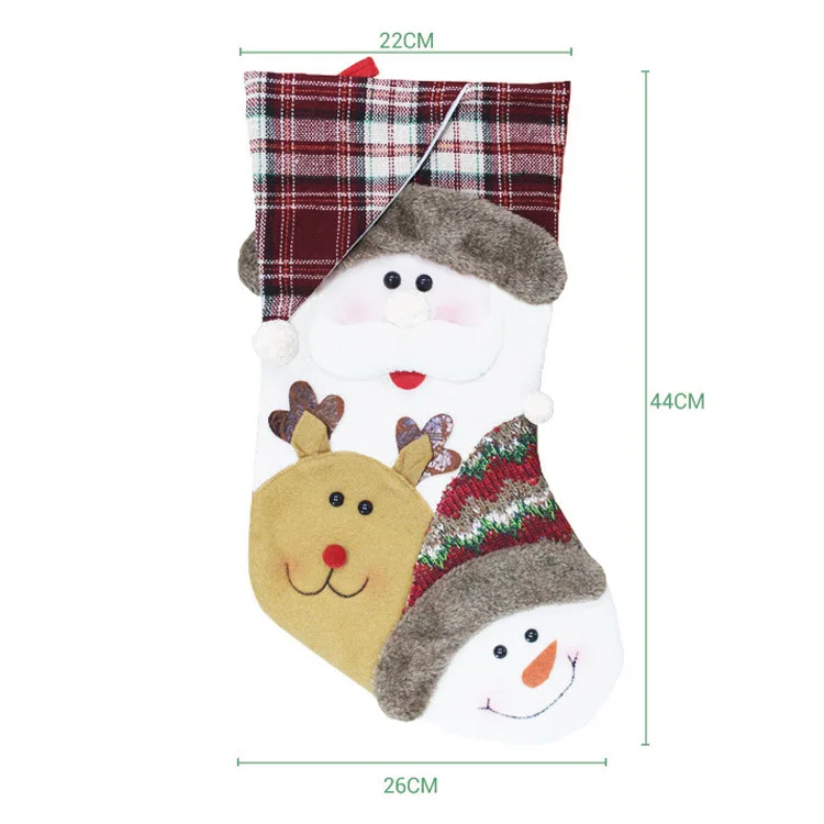 Christmas Sock Pendant Ornaments Christmas Cloth Candy Gift Bag Old Snowman Elk Santa Claus Stockings Christmas Decorations