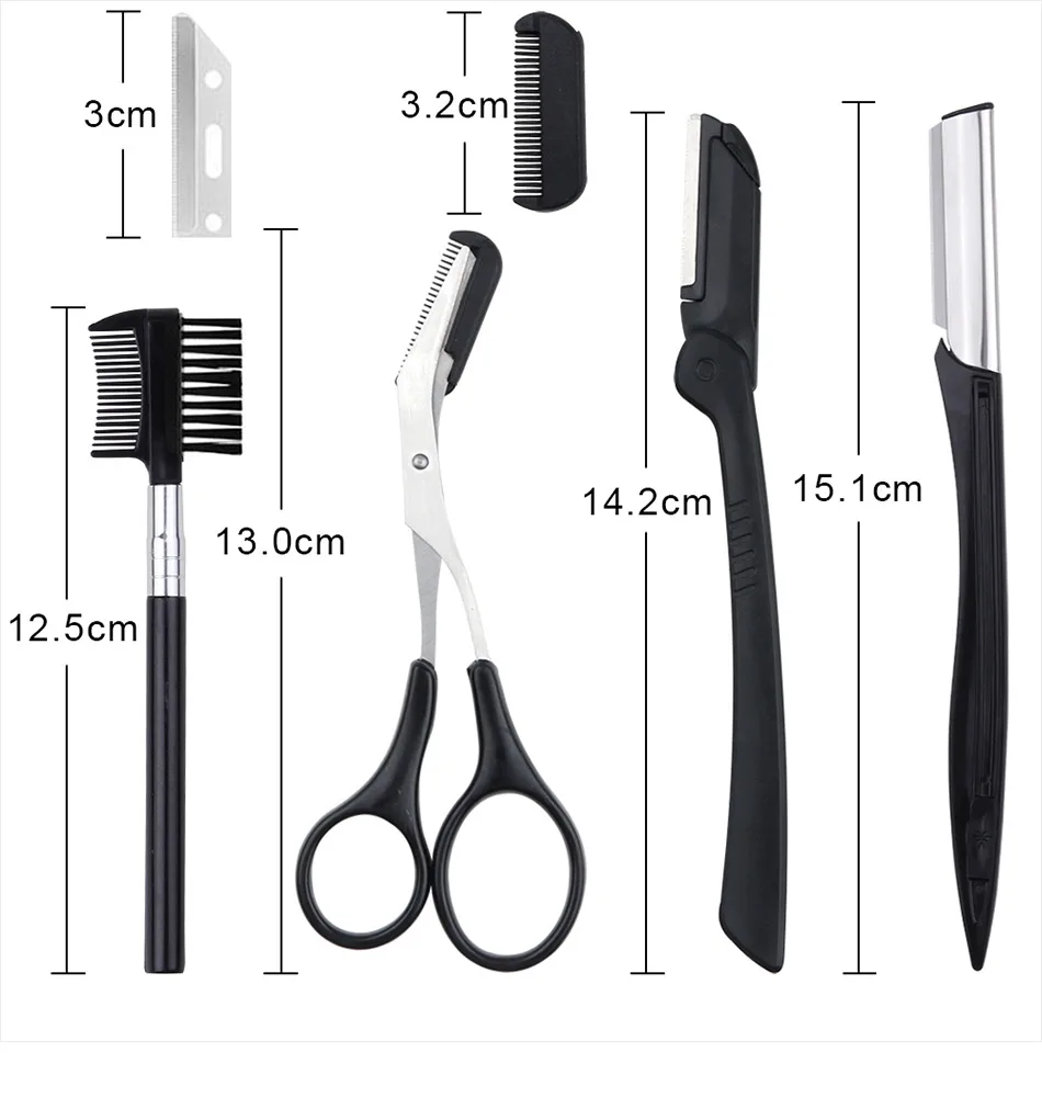 Description Picture 6 of item4/6/8/11Pcs Professional Eyebrow Trimmer Set Scissors Tweezers Eyebrow Scraping Comb Clip Forceps Cosmetic Eyebrows Makeup Tools