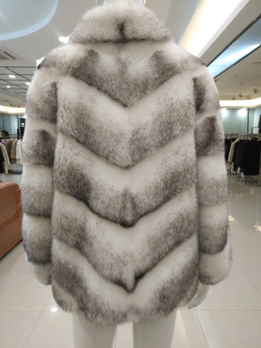 Free Shipping Genuine Mink Fur Jacket Real Mink Fur Coat Women's Mink Fur Poncho Real Fur Jacket Plus Size Winter Warm