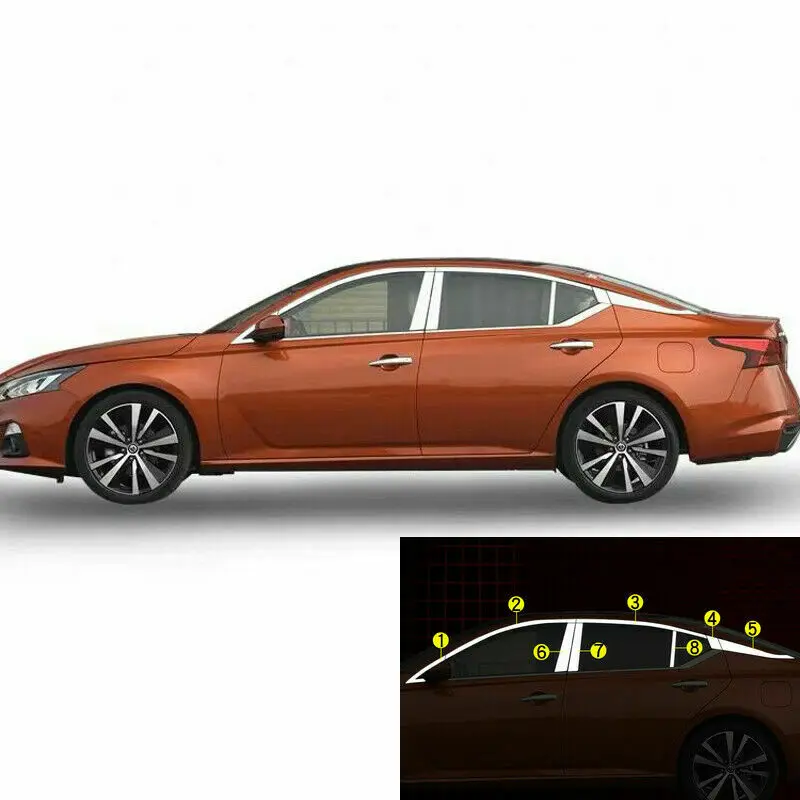 Для Nissan Altima стальной верхний верхнее окно и средний столб крышка порога 16 шт