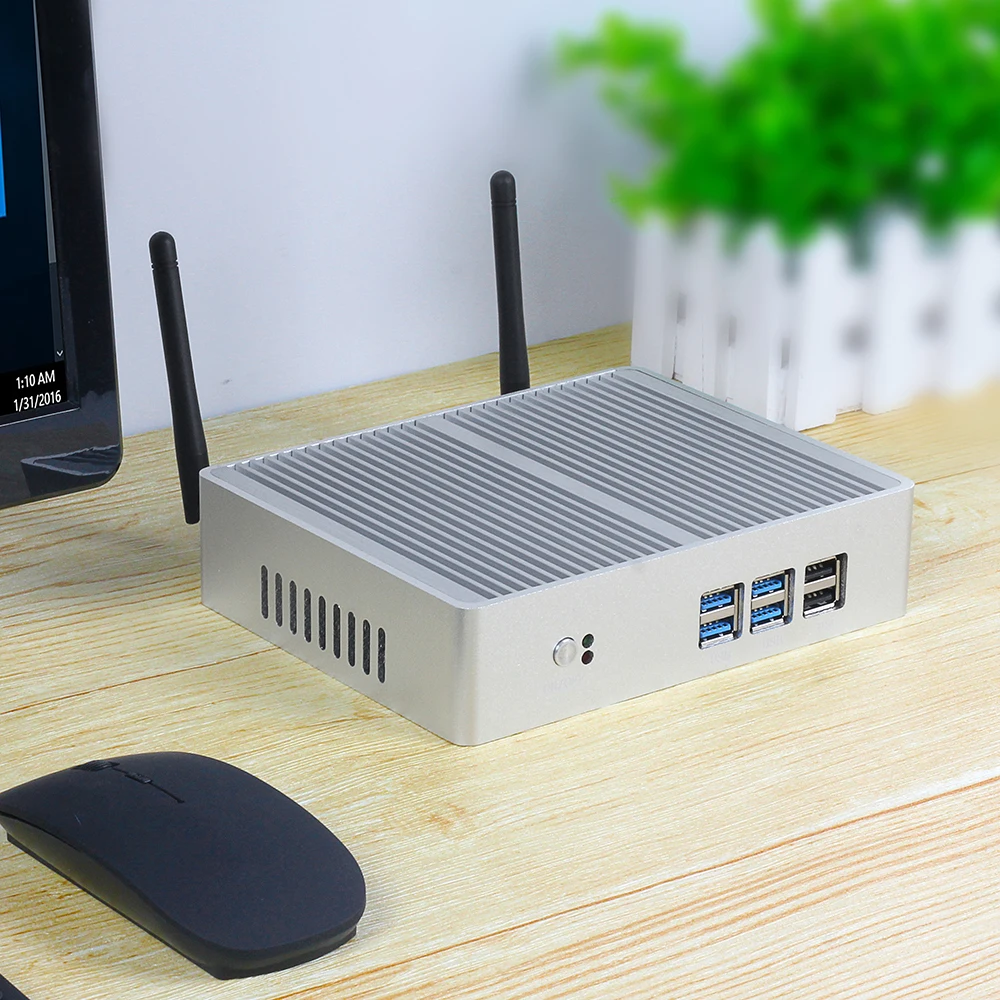 Мини-ПК HTPC, без вентилятора, Intel Core i5 7200U 4210Y i3 7100U i7 5500U, Windows 10, DDR3L WiFi VGA Graphics 5500