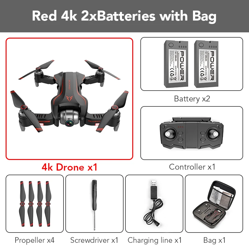 Red 4k 2B with Bag FUNSKY S20 wifi FPV с 4 K/1080 P HD камерой 18 минут время полета Интеллектуальный складной Радиоуправляемый Дрон Квадрокоптер - Цвет: Red 4k 2B with Bag