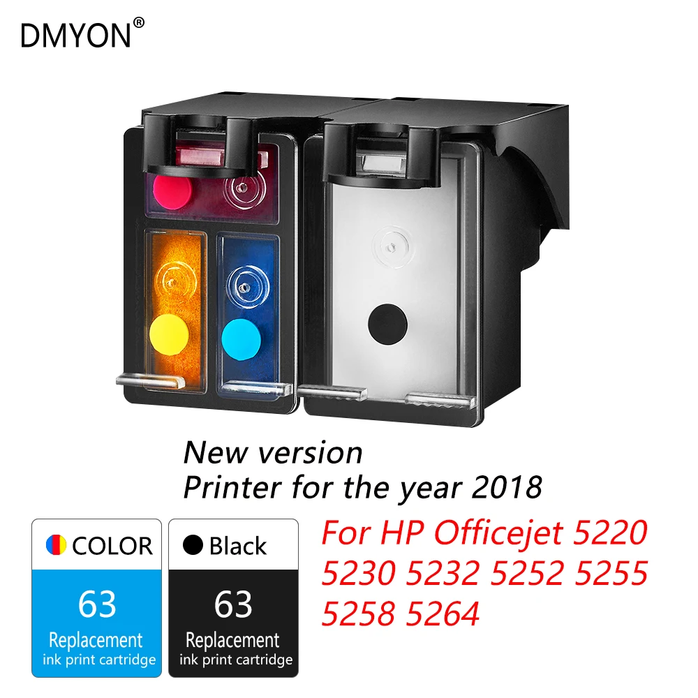 DMYON новая версия принтера 63XL чернильный картридж совместимый для Hp 63 Officejet 5220 5230 5232 5252 5255 5258 5264 принтер