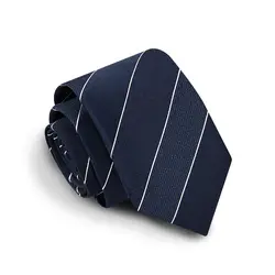 Высокое качество 2019 новые дизайнерские бренды модные деловые повседневные 7 см тонкие галстуки для мужчин синий полосатый галстук