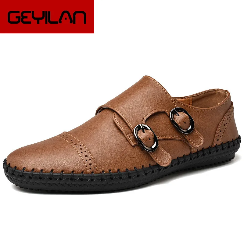 

cowhide Mens Casual genuine Leather shoes Moccains Boat Loafers slip on Shoes Driving Fashion Handmade shoes big size 48