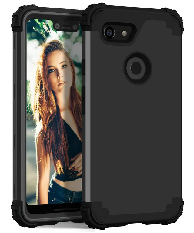 3IN1 противоударный чехол для Google Pixel 3XL чехол Coque Google Pixel 4 XL чехол пикселей 3a 3 XL Pixel3 XL3 4XL XL4 Pixel4 задняя крышка - Цвет: Black case