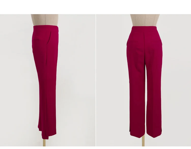 New Autumn Red Lady Fashion V-neck Office Work Elegant Two Piece Set Women Pant Suit High Quality With Sashes Casual