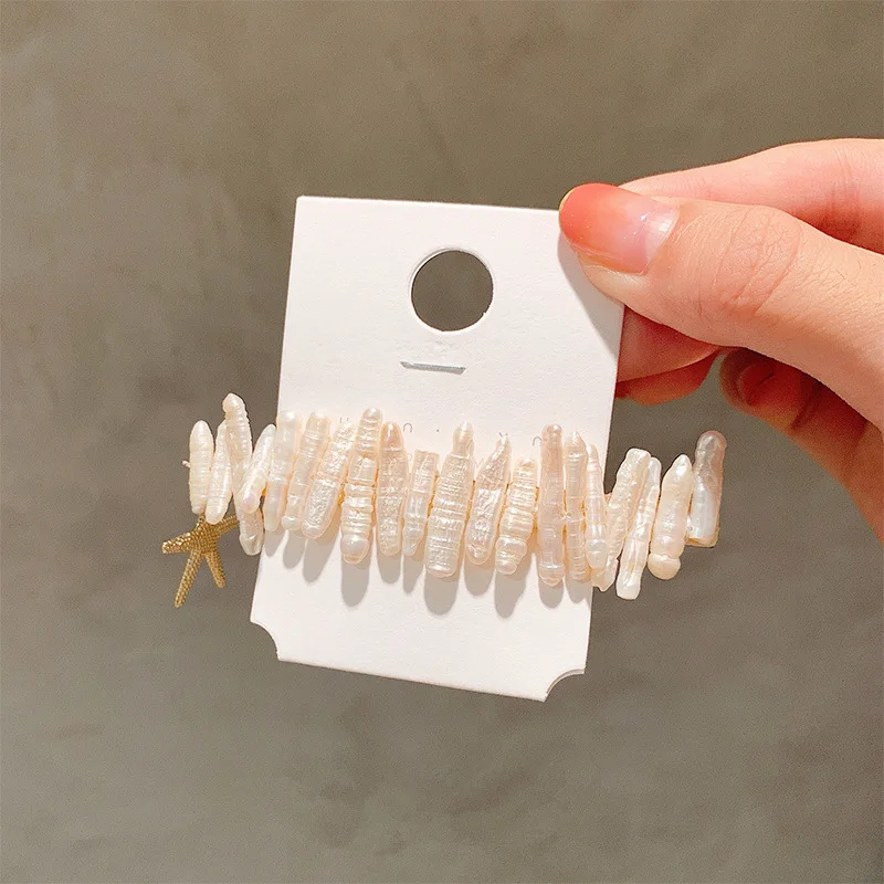 Светло-желтый, золотистый цвет Baroque Pearl Spring Starfish Hair Clip for Women Elegant Korean Design Snap Barrette Stick Hairpin Hair Styling Accessories - Окраска металла: Светло-желтый, золотистый цвет