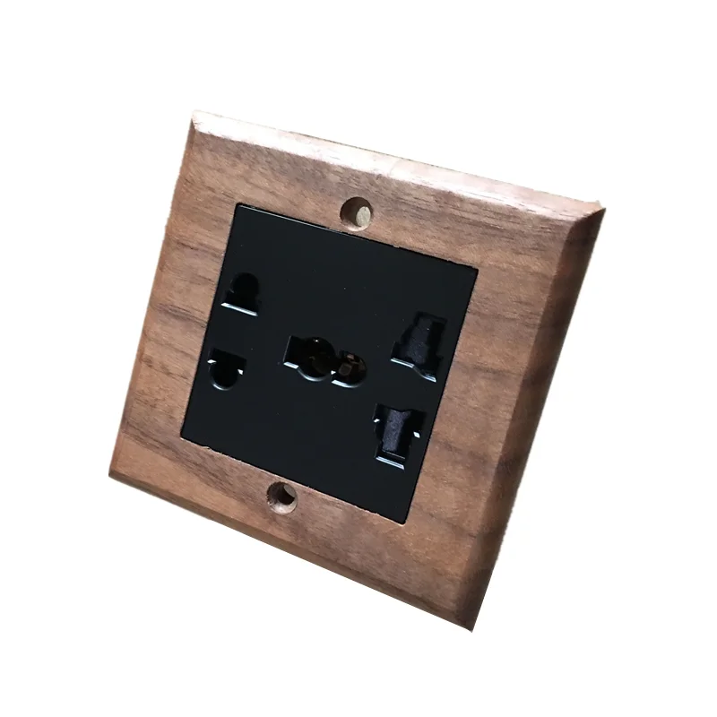 light switch button Danni Universal Solid Wood Retro wall Light Switch,Pure copper toggle Switch Power Button, EU Standard Wood USB Socket,86mm*86mm light switch wifi Wall Switches