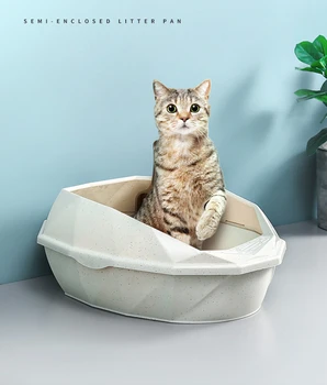 

Charming Large Semi-Enclosed Anti Splash Cat Litter Box with Scoop Creative Double Layer Pet Toilet Home Kitten Supplies