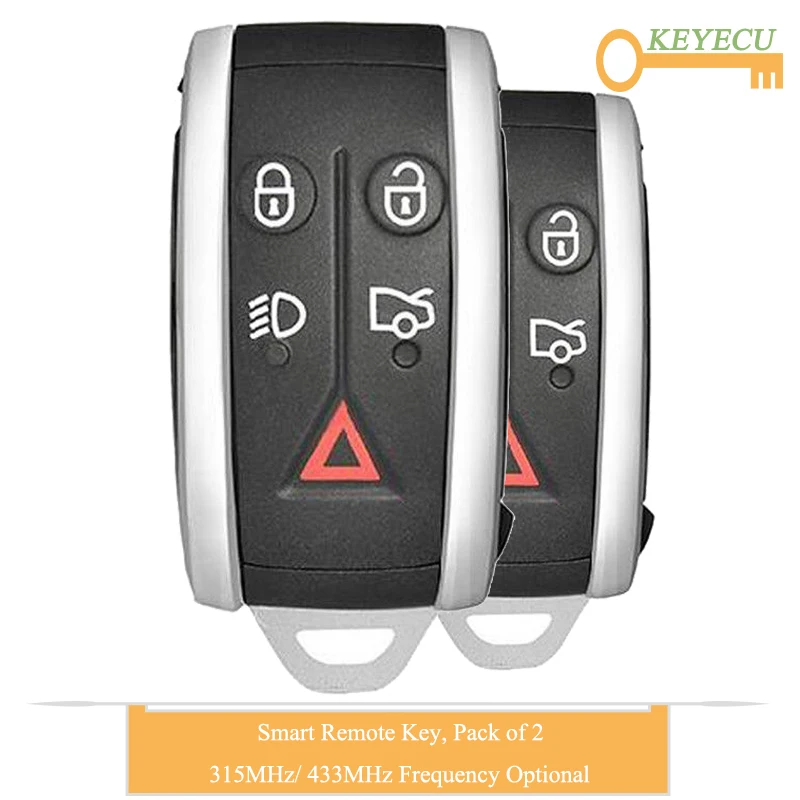 KEYECU 2 шт. умный пульт дистанционного управления автомобильный ключ для Jaguar XK XKR XF XFR, FOB 5 кнопок-315 МГц/433 МГц-KR55WK45694/KR55WK49244