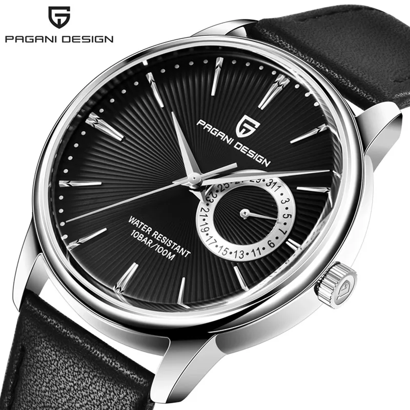 Silver Black Relogio Masculino, дизайн PAGANI, водонепроницаемые Модные Бизнес часы, мужские золотые, черные, серебряные кварцевые наручные часы, мужские часы, Saat - Цвет: Silver Black