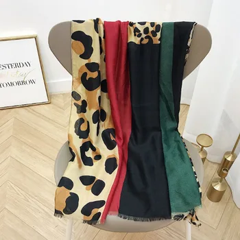 

Autumn Foulard Shawl New Muffler Viscose 180*100Cm Scarf Patchwork Fashion Wrap Hijab Snood Winter Leopard Headband Ladies