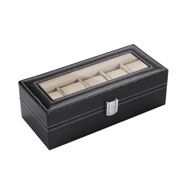 

HOT Standard 5 Slots Fashionable Watch Box Soft PU Leather Watch Storage Box Watch Display Slot Case Box Case DROPSHIPPING