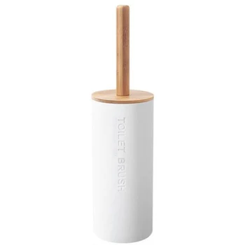

Bamboo Floor-Standing Toilet Brush Set with Base Bathroom Toilet Brush Holder WC Accessories