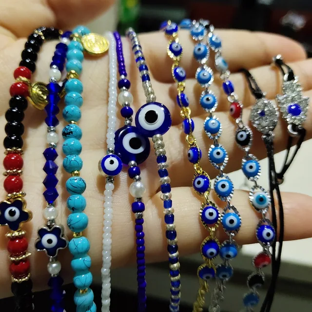 Trendy A/C/M/Z Letters Blue Evil Eye Bracelet For Women Shiny Lucky Turkish  Styles Rhinestone Bracelets Female Fashion Jewelry - AliExpress