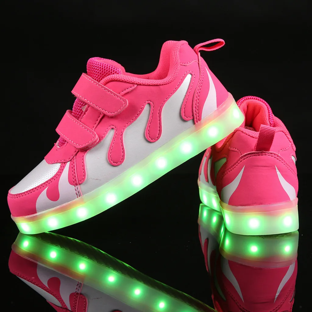 Casual Fashion Baby Kids Girls Boys Shoes Children's Rechargeable LED Light Shoes Sports Non-Slip Breathable Casual Shoes