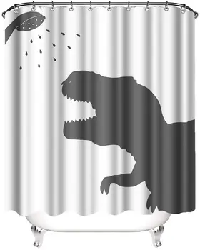 

Animal Dinosaur Fabric Shower Curtain Dinosaur Contour Waterproof Polyester Fabric Bathroom Set With Hook Animal Home Decoration