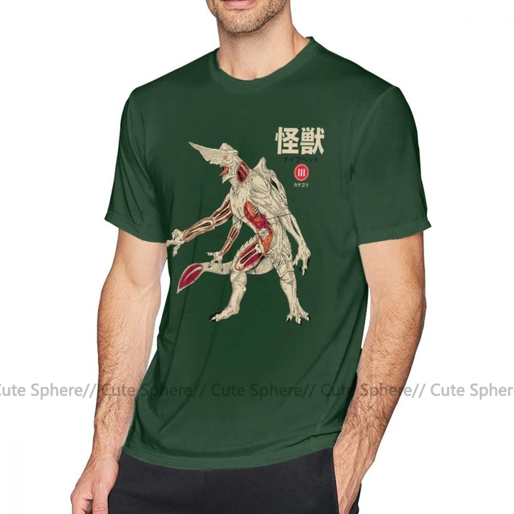 Kaiju футболка Kaiju Anatomy, Мужская футболка 6xl, 100 хлопок, забавная уличная футболка с коротким рукавом и принтом - Цвет: Dark Green