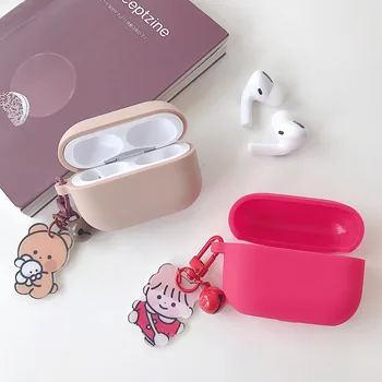 

Cute Cartoon Bear Case for AirPods PRO CaseAirPods 3 Case Flower Keyring Silicone Earphone Case for Air Pods Pro Cover Fundas