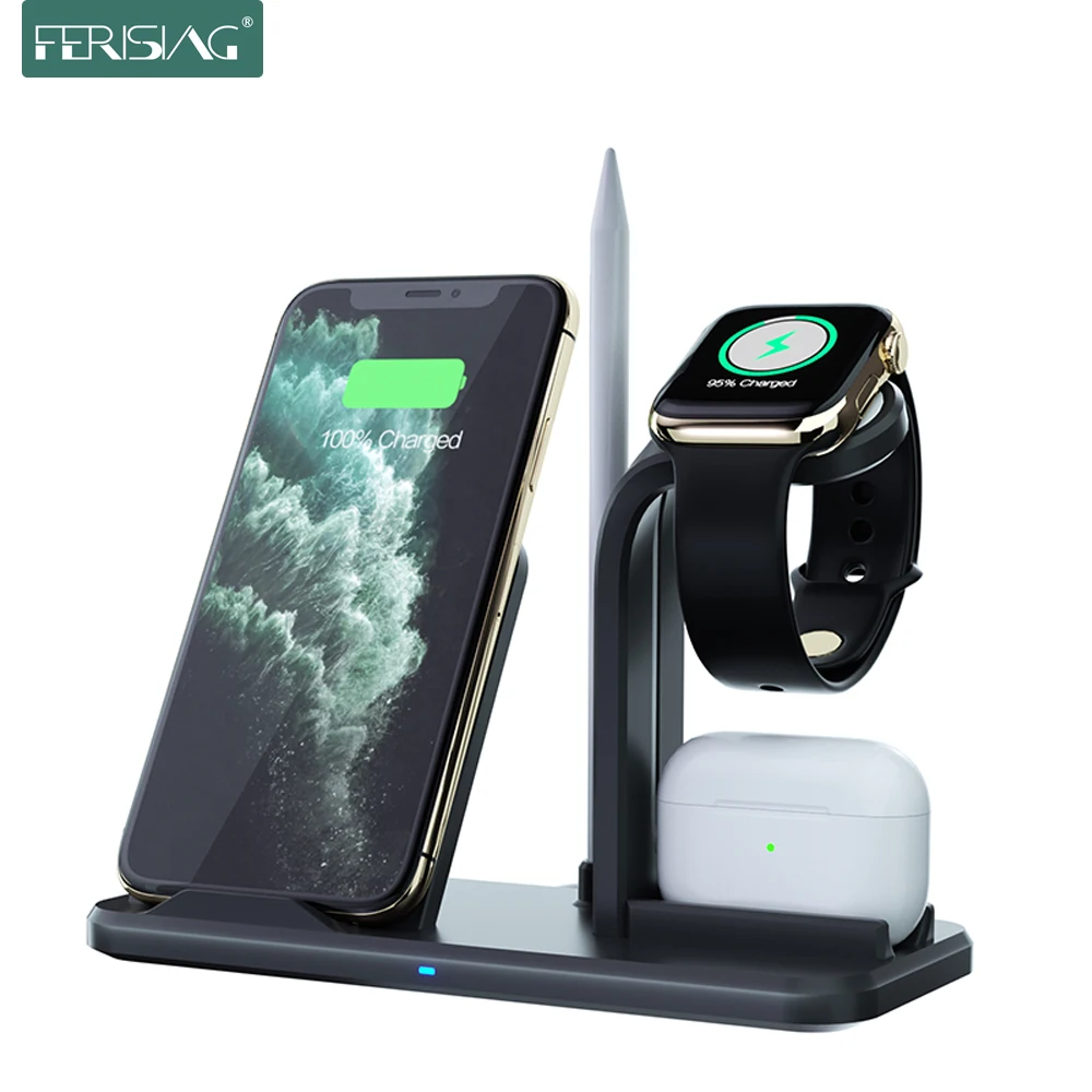 Беспроводная зарядная подставка для Apple Watch 5 4 3 2 1 iPhone 11 X XS XR 8 Airpods Pro 10 Вт Qi |