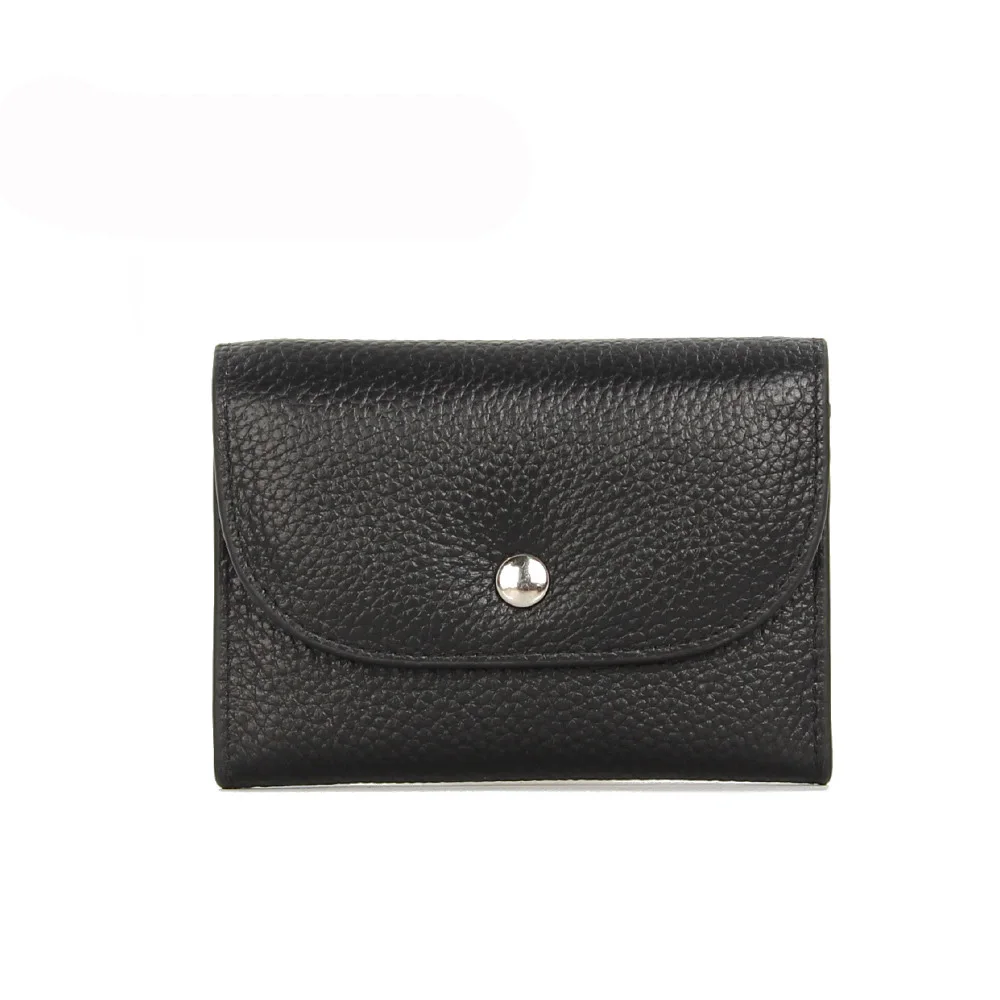 Черный Модный простой кошелек из натуральной кожи кошелек для монет для мужчин и женщин на молнии из натуральной воловьей кожи короткий маленький тонкий держатель для карт Чехол женский мужской - Цвет: Черный