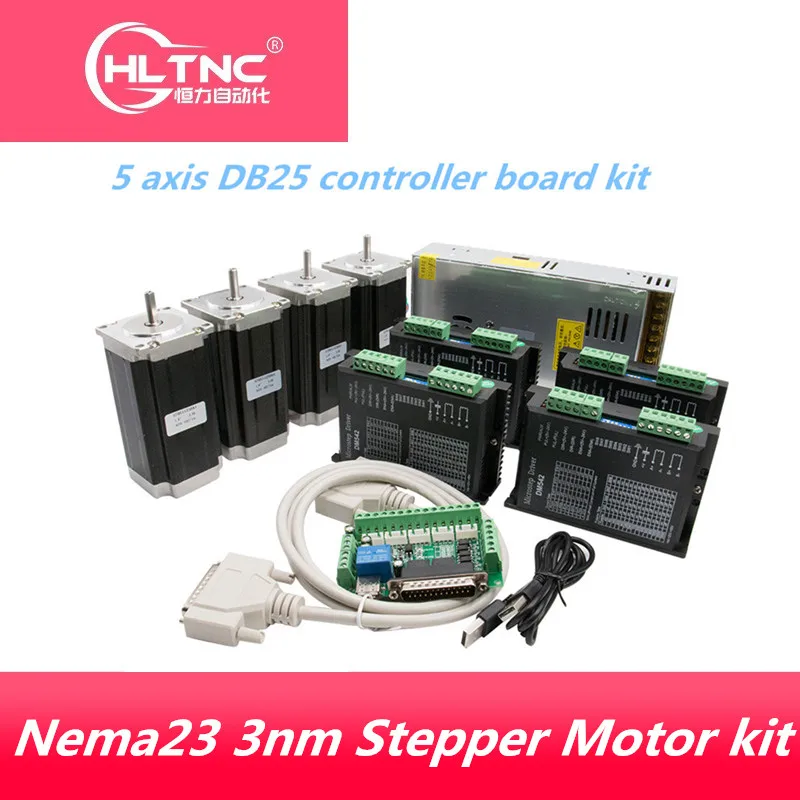 US $252.20 CNC Router Kit 4Axis 4 Pcs DM542 42A Stepper Motor Driver Nema23 Motor 57HS11230A4 5 Axis Interface Board Power Supply