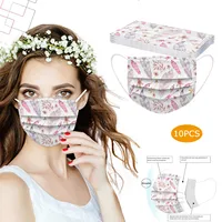 10/20/30/50pcs Flower Print Mask Adult Disposable Face Masks Mascarillas Spring Floral Masque Unisex 3-Layer Face Masks Маска 2