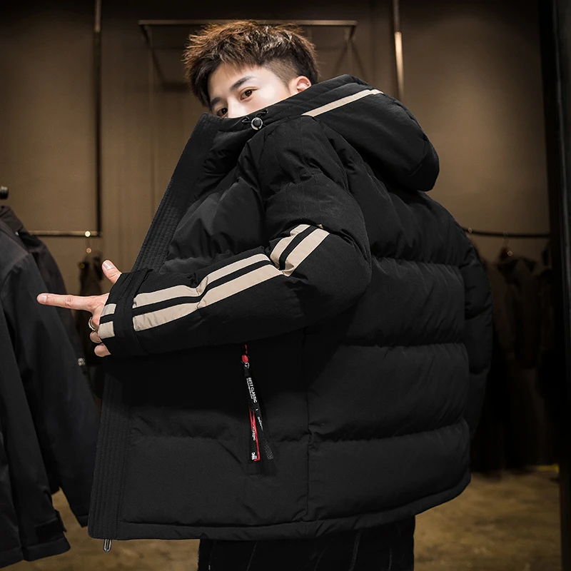 Hooded cotton-padded jacket men 2021 winter new loose down jacket coat shopping daily casual boyfriend warm coat full sleeve