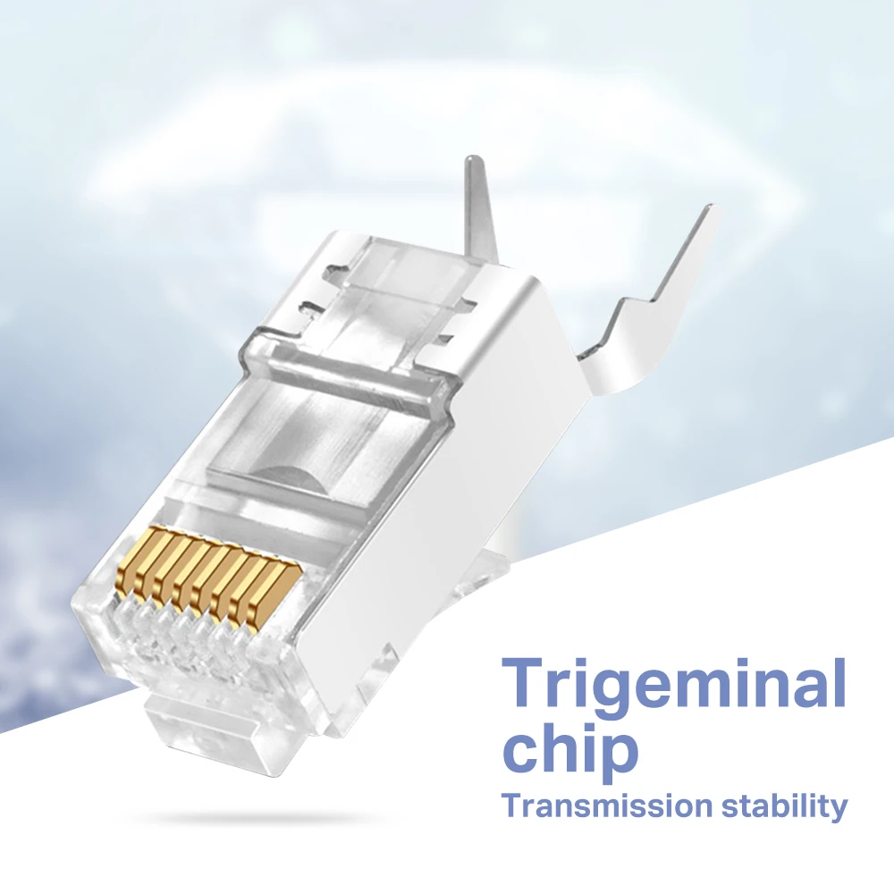50 шт. Cat7 RJ45 разъем Cat6a STP 8P8C модульный для кабеля Ethernet Позолоченный сети RJ 45