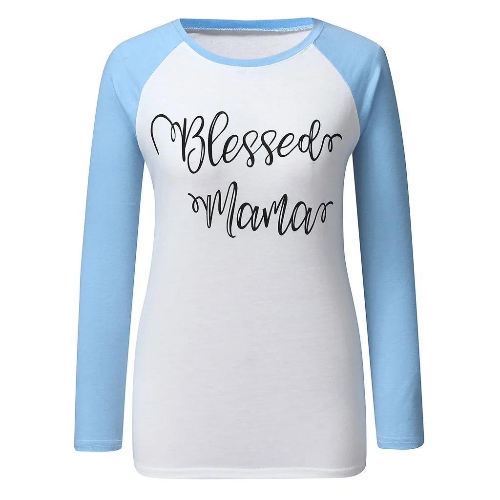 

Autumn Women Long Sleeve Patchwork t Shirt Letter Printed Round Neck T shirt Tops Casual Tshirt Women O Neck Tshirt Female 2019