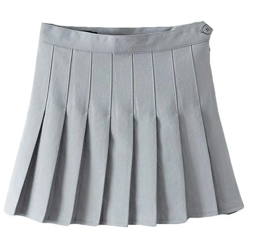 Серый Short Skirts School-Uniforms High Waist A-Line Women Pleated Skirt Sweet Girls Dance Skirt With Safety pants Mini Skirt - Цвет: Серый