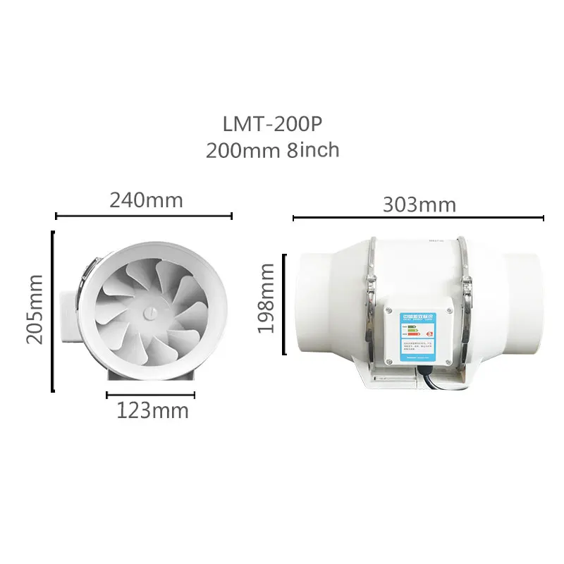 Ардва 4/6/8 дюймовый AC 120 V/230 V аэрационный проем тихий вытяжной канальный вентилятор подключаемый к системе для гидропоника, шатер для выращивания VentilationBathroom вентилятор - Испускаемый цвет: 8inch 200mm