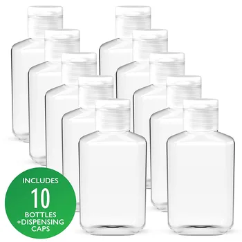 

10/100pcs Bottles 60ml transparent octagonal clamshell plastic bottle Dispening caps Reusable Empty Bottle Liquid bottling