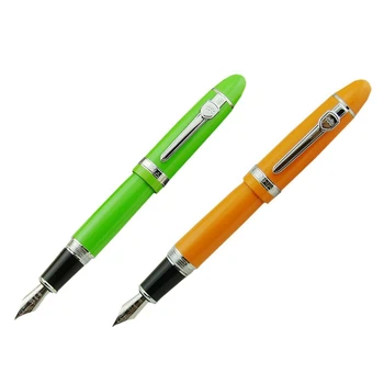 

2Pc Jinhao 159 Fountain Pen Silver Trim, Green with Orange