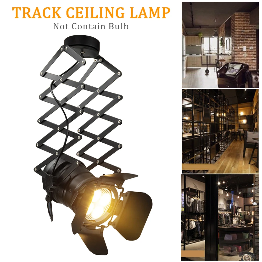 

E27 Living Room High Power Bar Adjustable Led Track Ceiling Lamp Retro Industrial Clothing Store Iron Art Telescopic Spotlight