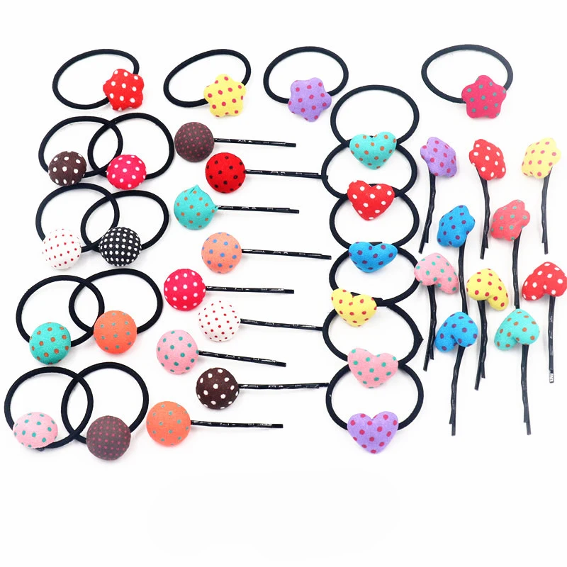 Детские заколки для волос в форме сердца резинки горошек эластичные виде