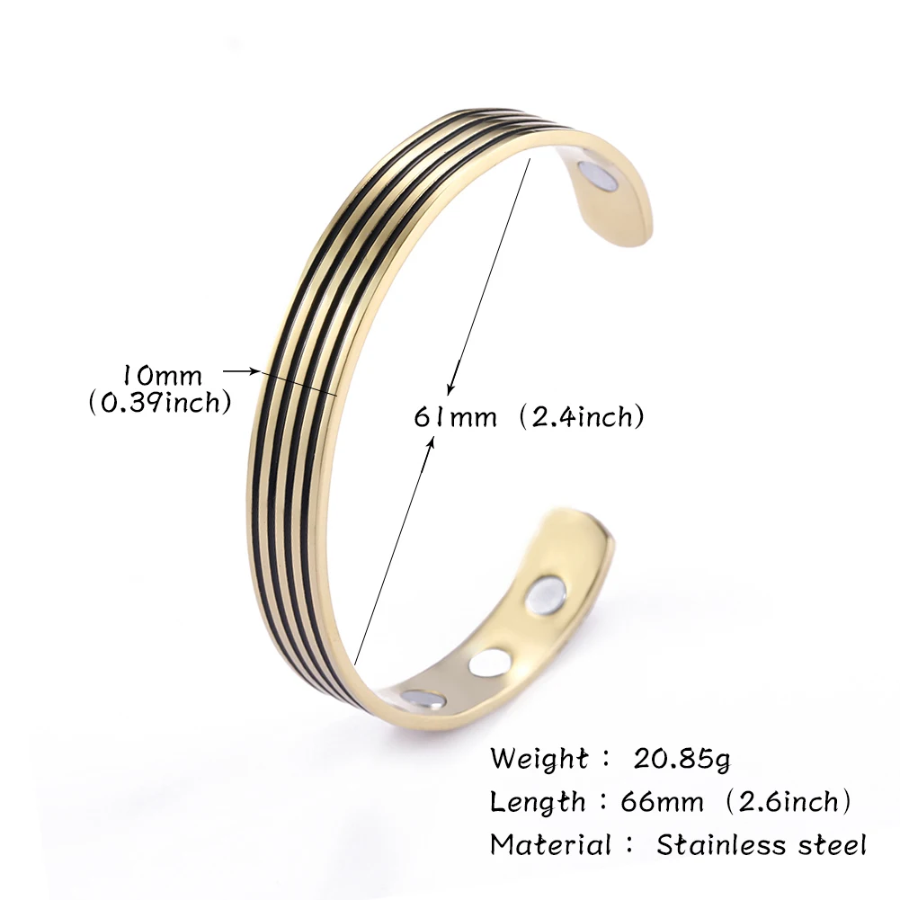 MAGSS2019111204-GOLD Модные магнитные браслеты для женщин, Круглый браслет для похудения, забота о здоровье, ювелирные изделия из нержавеющей стали - Окраска металла: MAGSS2019111204-GOLD
