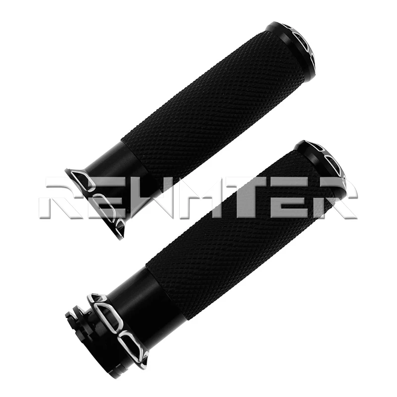 1-25mm-Universal-Handlebar-Grips-Black-Aluminum-CNC-Hand-Grip-For-Harley-Touring-Sportster-Iron-883 (1)