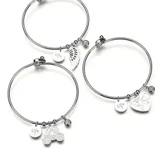 Популярный Титановый стальной Женский Открытый браслет из нержавеющей стали забота карта Diy рукоять