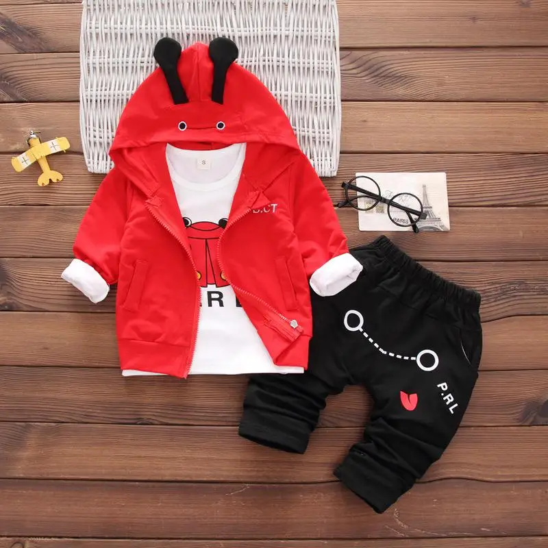 Весенний костюм для маленьких мальчиков и девочек костюм из трех предметов Детский комплект - Цвет: Красный
