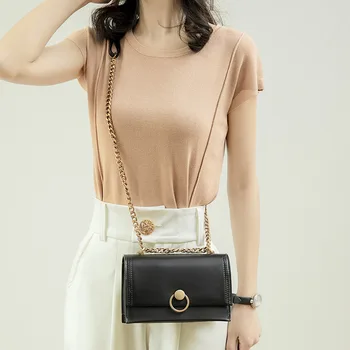 

Bag Women's 2020 New Style Fashion WOMEN'S Leather Bags Bag with Chain Shoulder Square Sling Bag