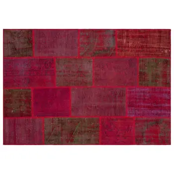 

Handmade Red Vintage Overdyed Patchwork Area Rug 160x230 Cm-5'3''X7'7''