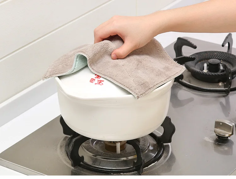 Kitchen Double-Sided Non-Stick Oil Dishcloth Thick Cleaning cloth Wipe Floor Furniture ca zhuo bu Water-Absorbing Not Shed Clean