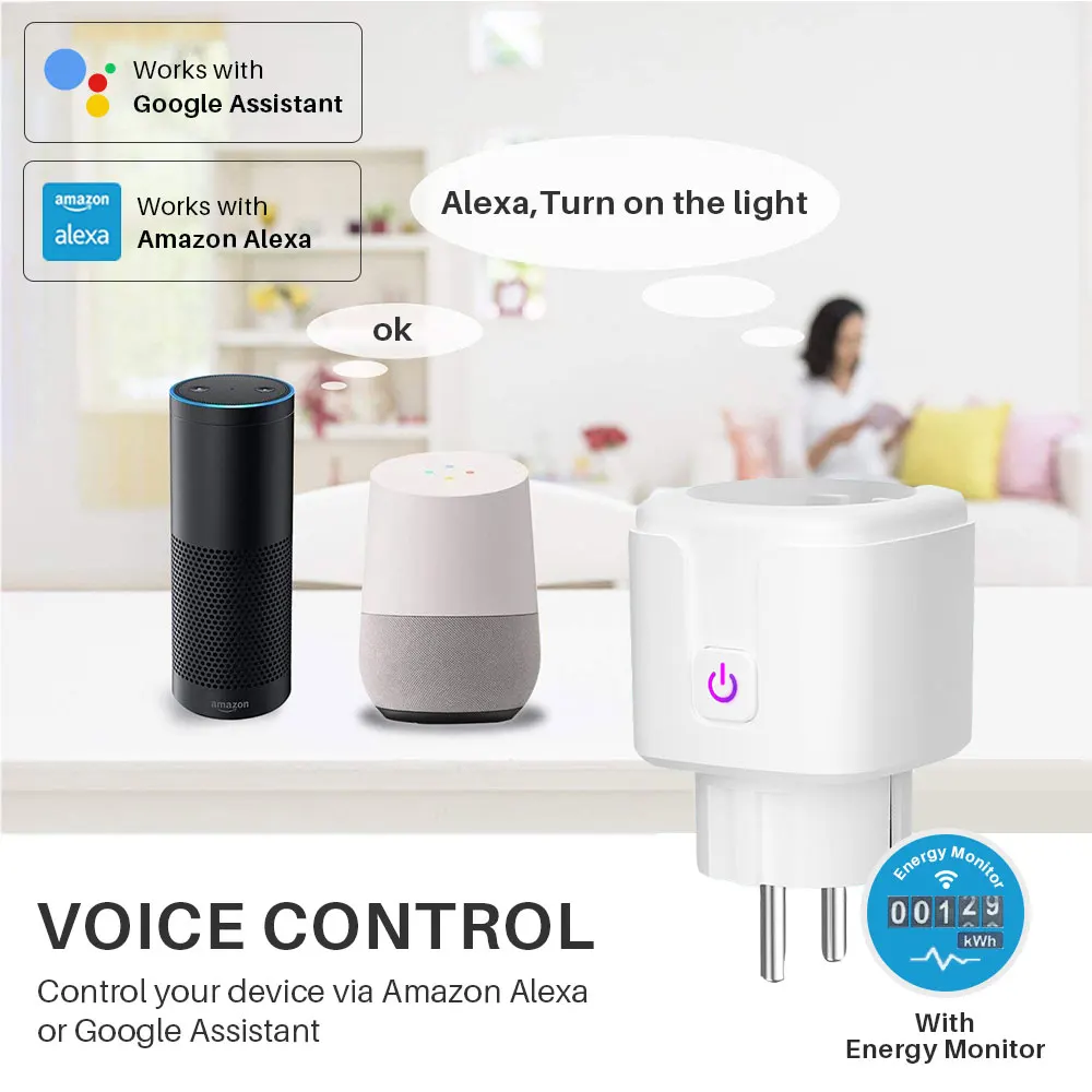 Prise Connectée WiFi 4 Ports USB 16A Contrôle à Distance Compatible Alexa Google  Home