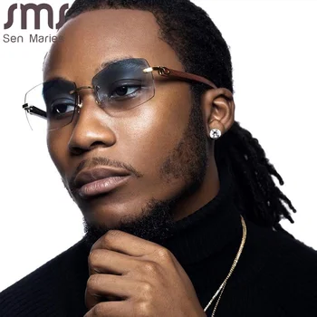 

SMS Rimless Rectangle Punk Sunglasses Men Women Vintage Square Driving Sun Glass Frameless Gradient Fashion Eyewear Shades UV400